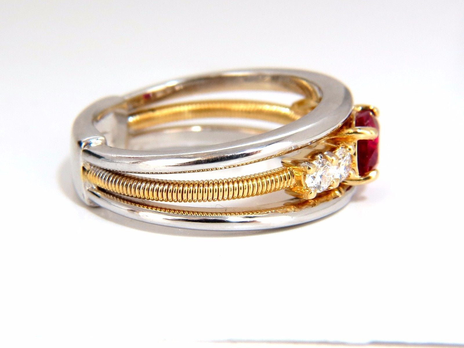 GIA Certified 1.30 Carat Natural Vivid Red Ruby Diamond Ring in 18K Gold Coil Wrap - Elegant Engagement, Wedding & Anniversary Jewelry Gift for Women
