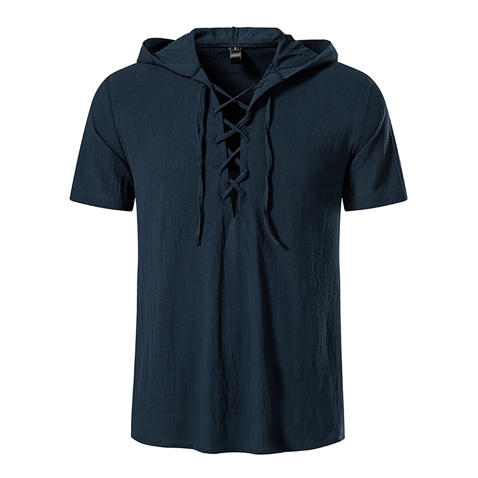 XDDLITP Men's Casual Cotton Linen V-Neck Short Sleeve Shirt - Breathable Summer Tops for Outdoor Activities & Beach Wear
