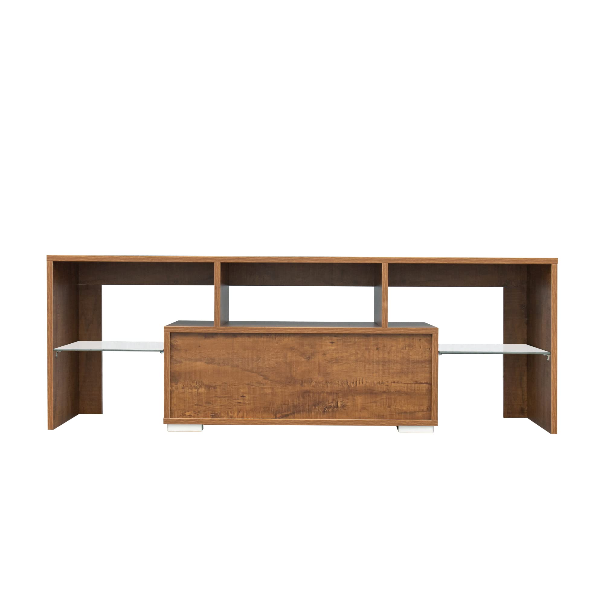 RGB LED TV Stand with Storage for Flat Screen TVs & Gaming Consoles - Modern FIR Wood Entertainment Center for Living Room, Lounge & Game Room Setup