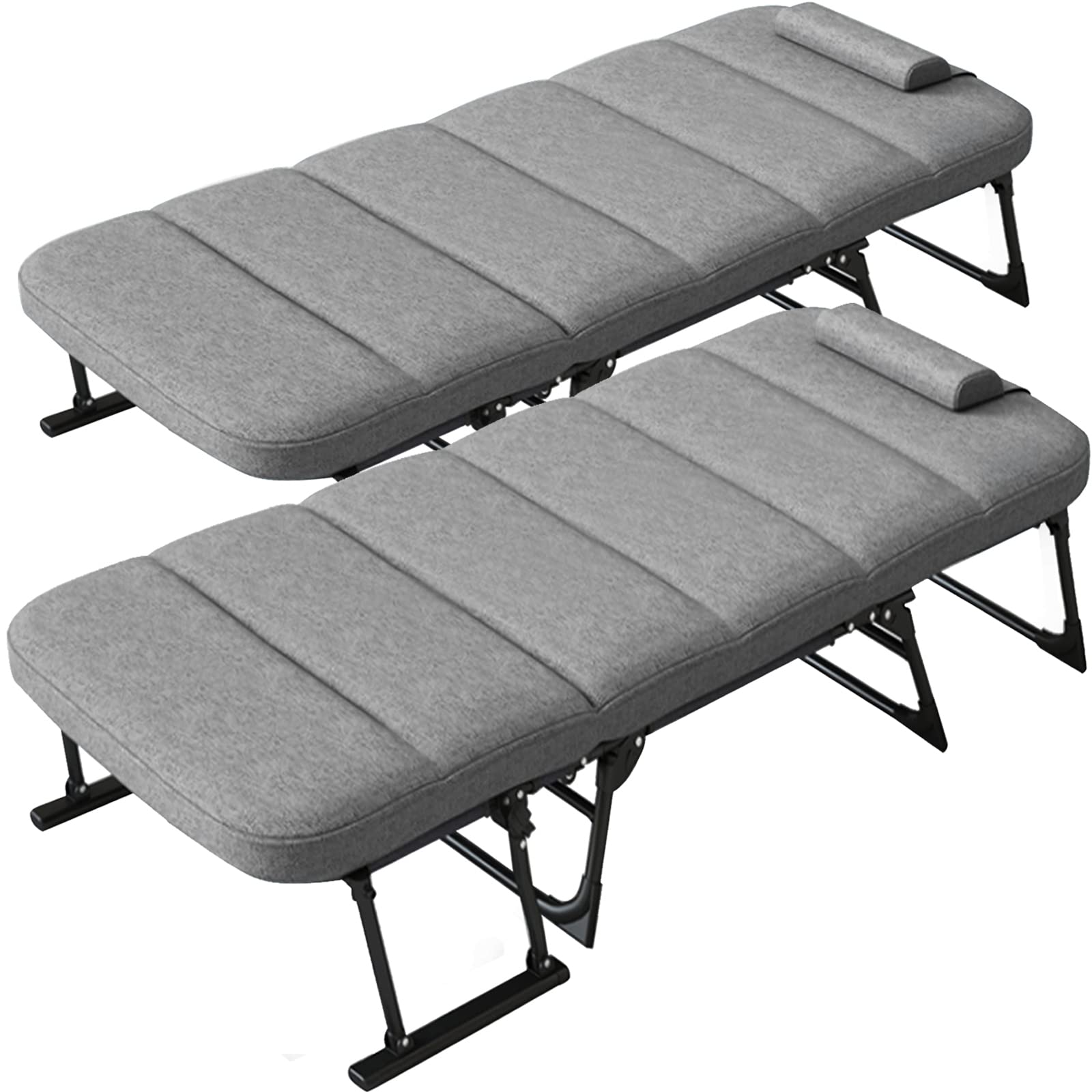 ABORON 2-Pack Heavy Duty Folding Guest Bed with Mattress - Portable Rollaway Cot, Single Metal Platform Bed Frame for Adults - Space Saving Foldable Bed for Home, Office, Camping & Sleepovers