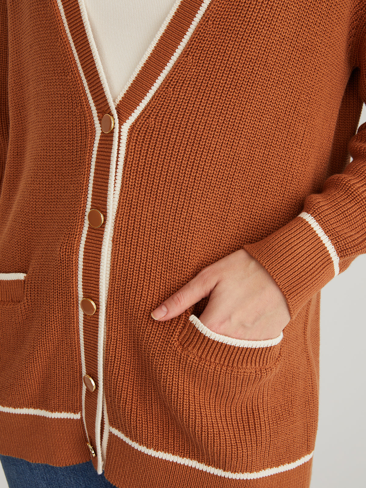 Emma Oversized Tipped Cardigan - Cozy Long Knit Sweater for Women | Perfect for Fall Layering, Casual Outfits & Coffee Dates