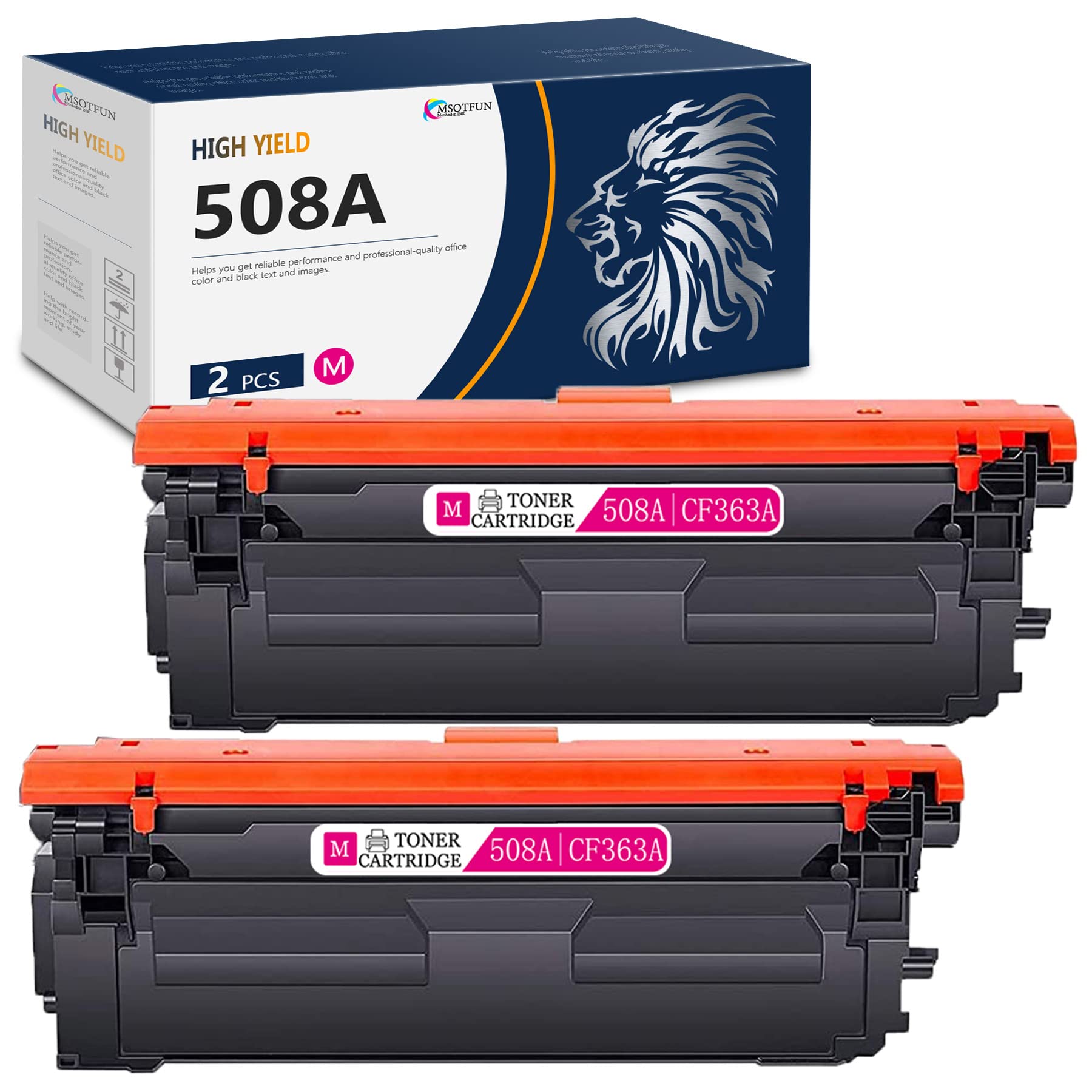 MSOTFUN Compatible 508A CF363A Magenta Toner Cartridge (2-Pack) - Replacement for HP 508A for M552dn/M553/M577 Series Printers - High Yield Printing for Office & Home Use