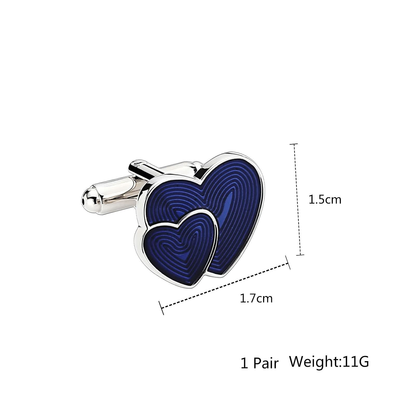 Premium Stainless Steel Engraved Heart Cufflinks for Men - Custom Personalized Blue Dress Cuff Links - Perfect for Weddings, Formal Events & Gifts