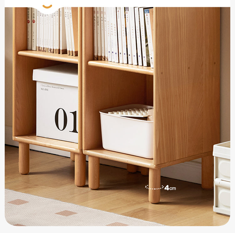 Solid Beech Wood Small Bookshelf Side Cabinet - Compact Storage for Books, Decor & Essentials in Living Room, Bedroom or Office