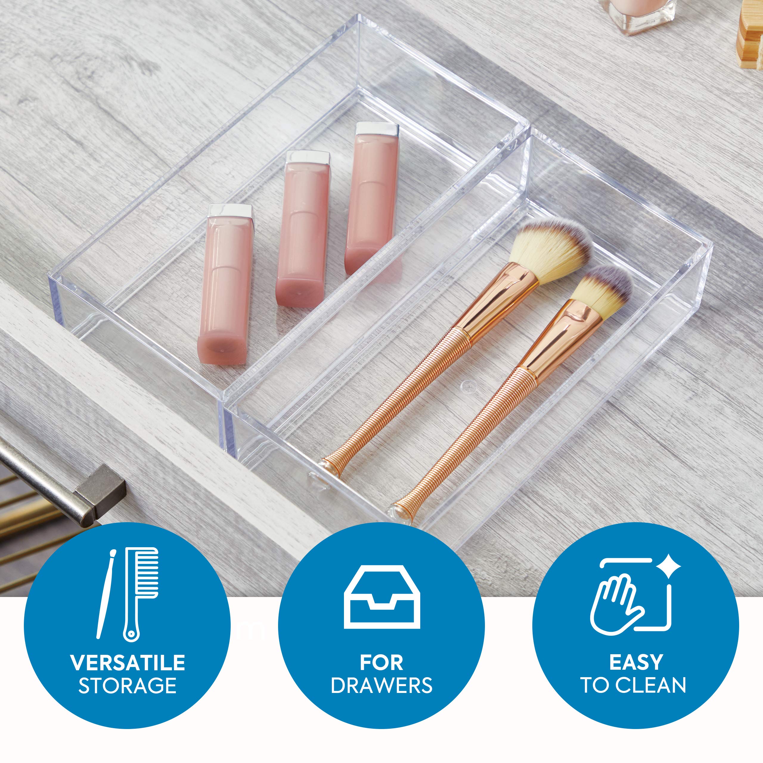iDesign Clear Acrylic Vanity Tray Organizer - 4