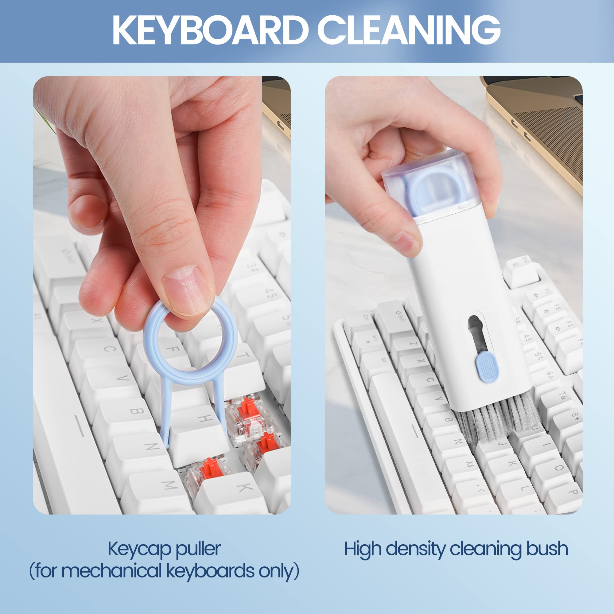 Premium Electronics Cleaning Kit for MacBook, iPad, iPhone & AirPods - Laptop Screen Cleaner, Keyboard & Earbud Cleaning Tools - Blue Computer Maintenance Set for Home & Office Use
