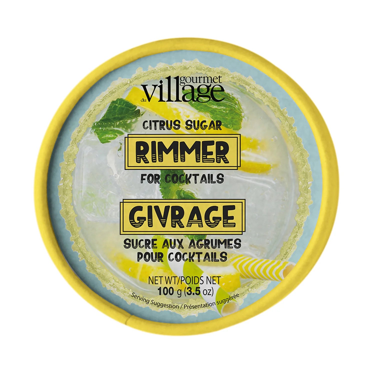 Gourmet Du Village Citrus Sugar Rimmer for Cocktails - Premium Cocktail Rim Sugar for Margaritas, Martinis & More - Perfect for Home Bars & Parties