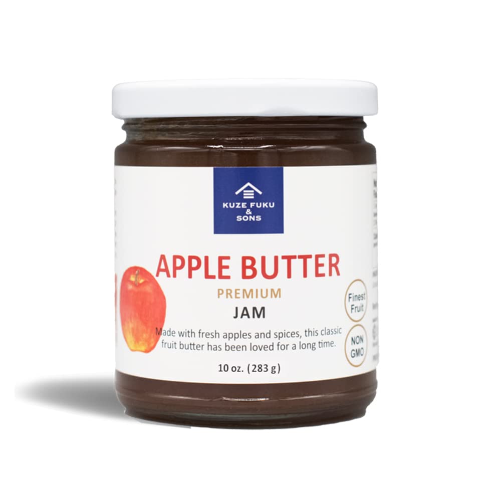 KUZE FUKU & Sons Premium Apple Butter Jam - All Natural, Non-GMO Fruit Spread with No Artificial Flavors (10 Oz/283g) - Perfect for Toast, Pancakes & Gift Giving