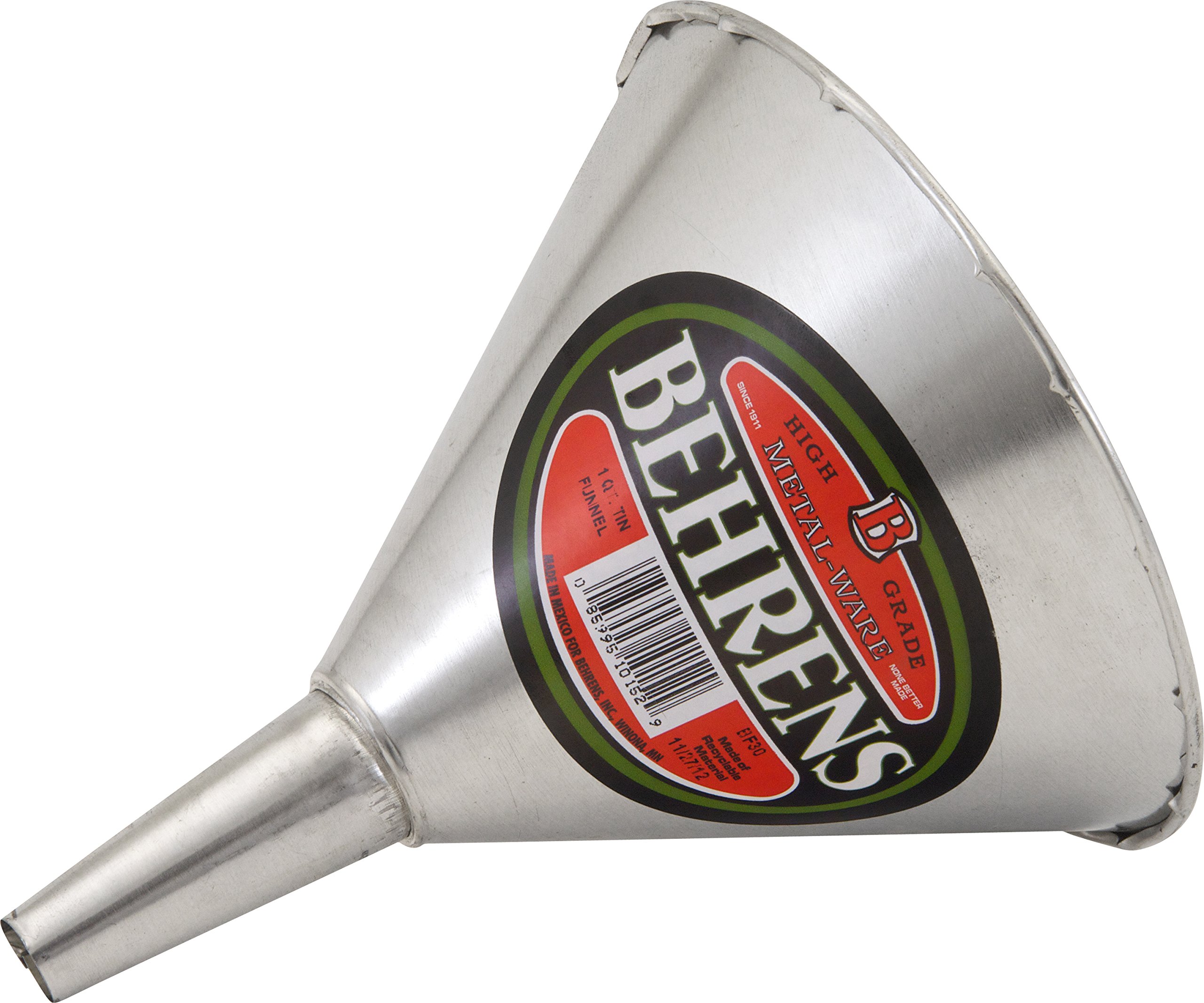 1.75qt Tin Funnel - Durable Metal Kitchen Funnel for Canning, Bottling & Cooking | Perfect for Home Brewing, Oil Pouring & DIY Projects