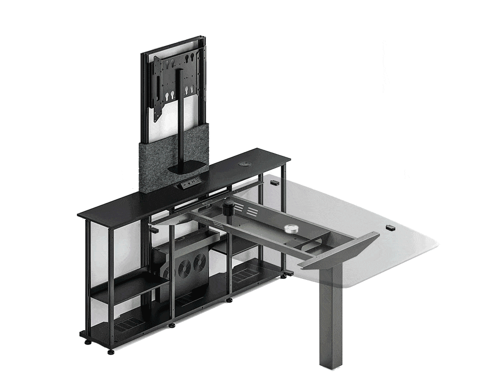Modern Collaboration Table with Built-in TV Mount & AV Cabinet - Perfect for Conference Rooms, Home Offices, and Meeting Spaces