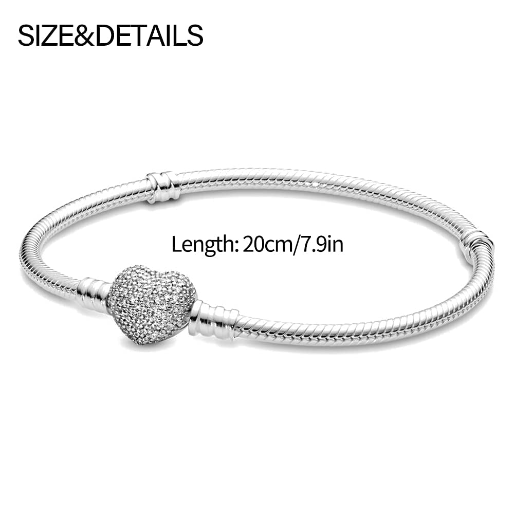 KUNSIR 925 Sterling Silver Snake Chain Charm Bracelet for Women - Adjustable & Durable Jewelry Gift for Birthday, Anniversary, Valentine's Day | Perfect for Layering, Everyday Wear & Special Occasions
