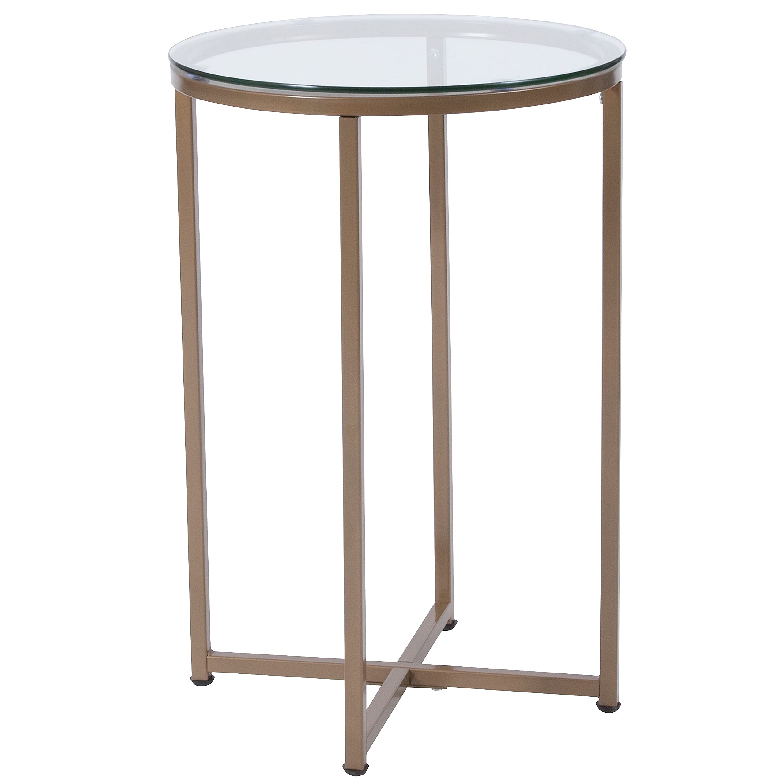 Modern Glass End Table with Gold Frame - Flash Furniture for Living Room