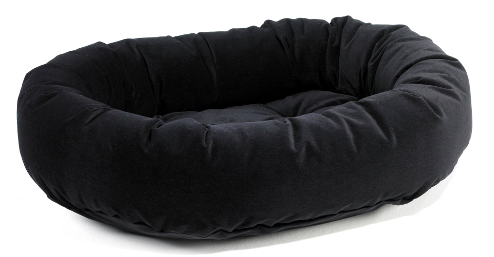 Bowser's Donut Bed for Dogs - Ebony Microvelvet Pet Bed - Cozy & Durable Dog Bed for Small to Medium Breeds - Perfect for Crates, Living Rooms & Bedrooms