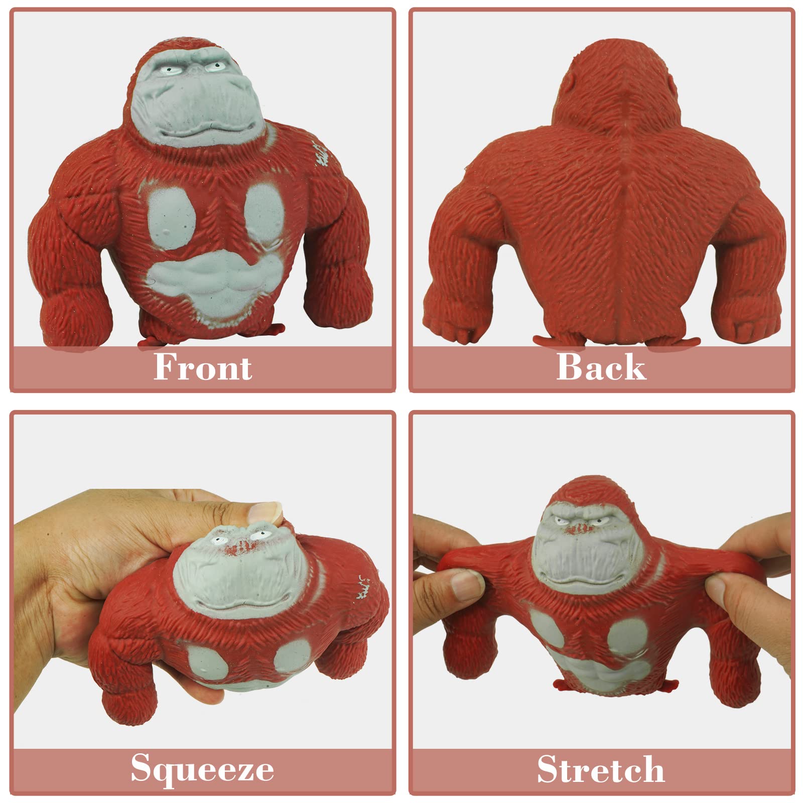 YANZHE Stress Relief Monkey Toy - Fun Squeeze Sensory Toys for Kids & Adults with ADHD & Autism - Perfect for Birthday, Halloween, Christmas Gifts (Red) - Great for Home, Office & Travel Stress Relief