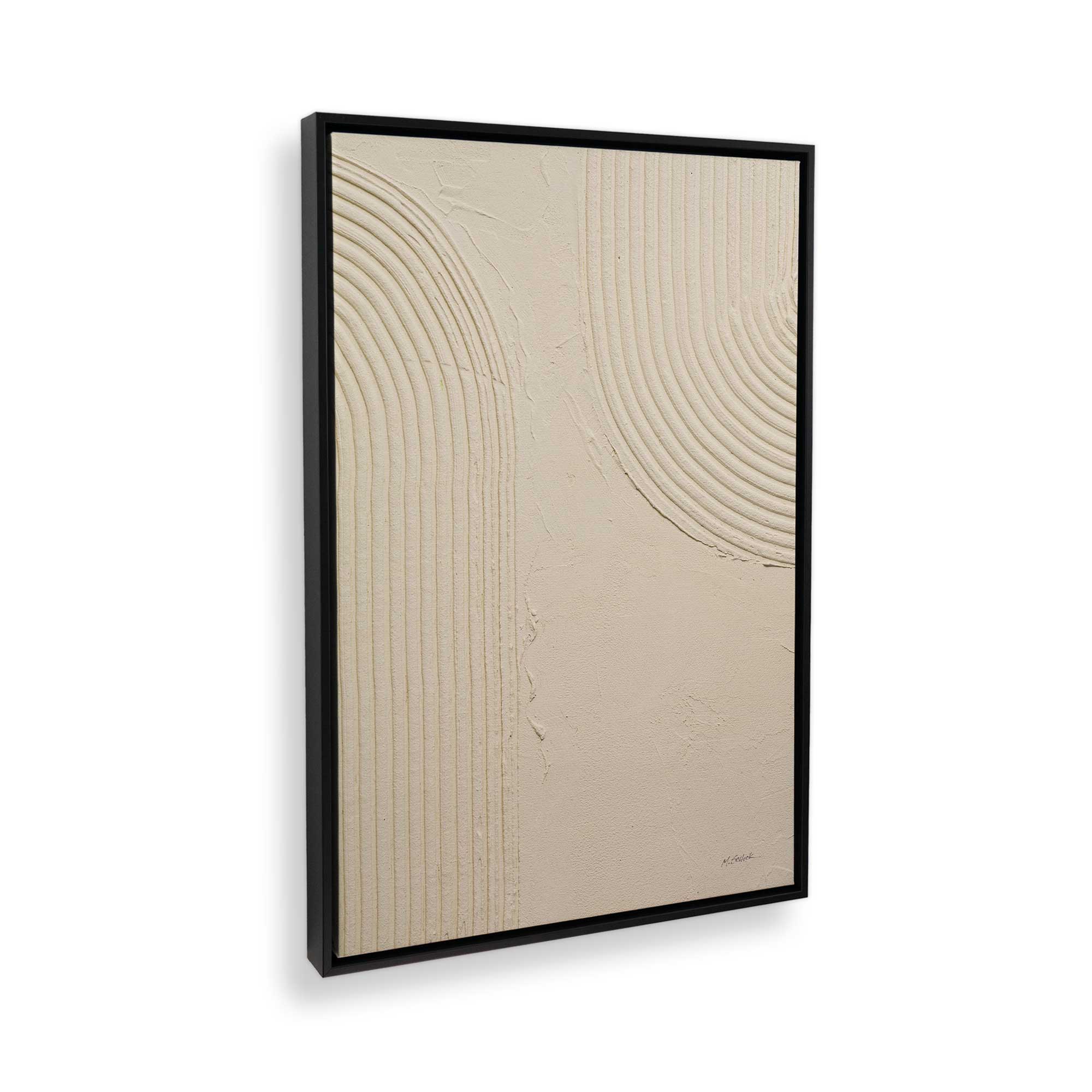 Beige Abstract Echoed Curves Canvas Wall Art Print - Modern Home Decor for Living Room, Bedroom & Office