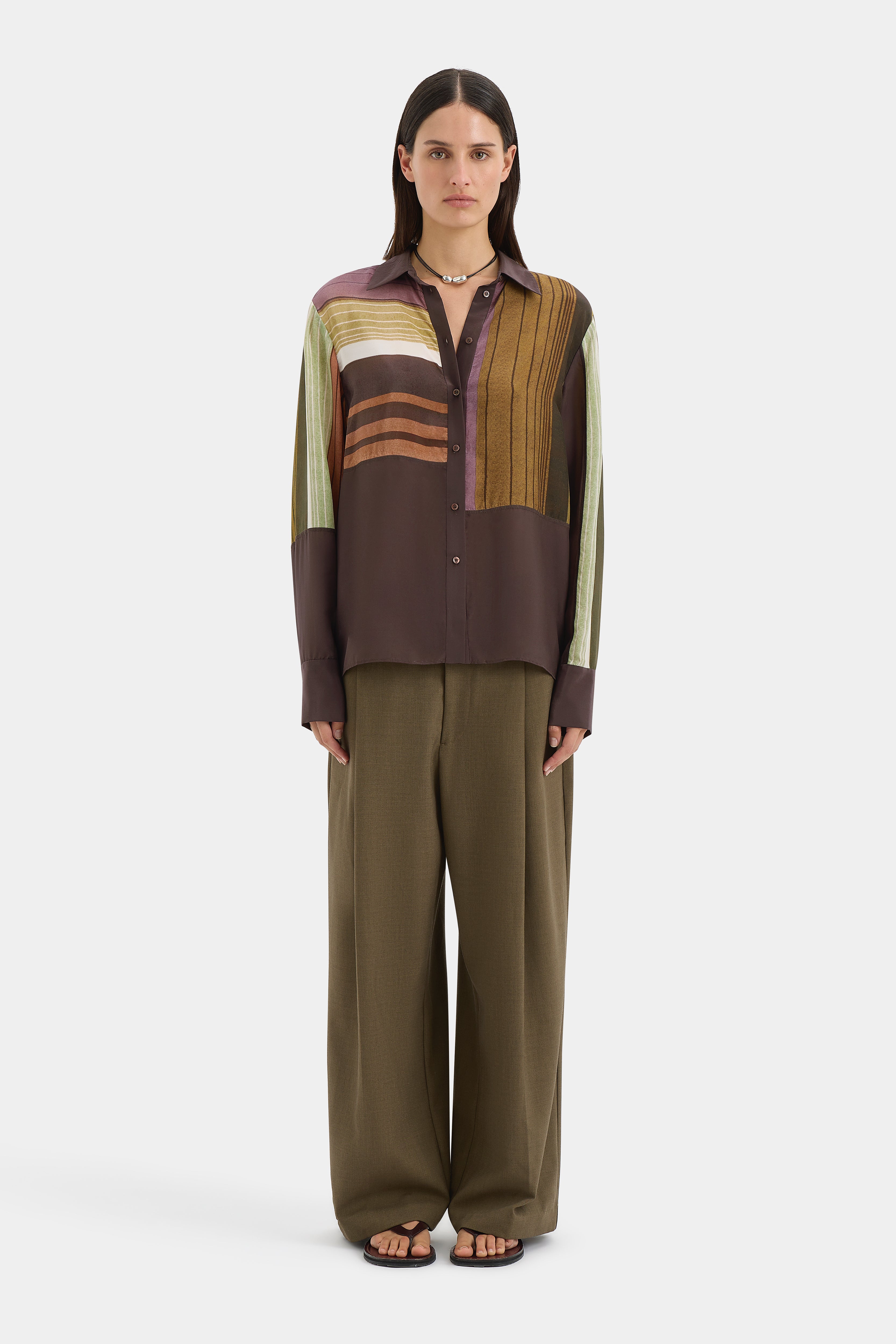 Simonetta Splice Shirt - Women's Fashion Blouse with Unique Spliced Design | Perfect for Office Wear, Date Nights & Special Occasions