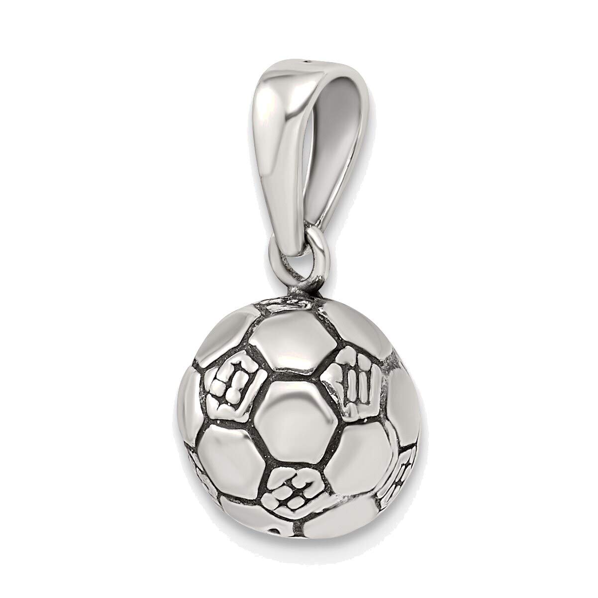Bonyak Jewelry Solid Sterling Silver Antiqued Soccer Ball Pendant Necklace for Men & Women - Perfect Gift for Soccer Fans, Players & Coaches - Game Day, Birthday & Sports Events Accessory