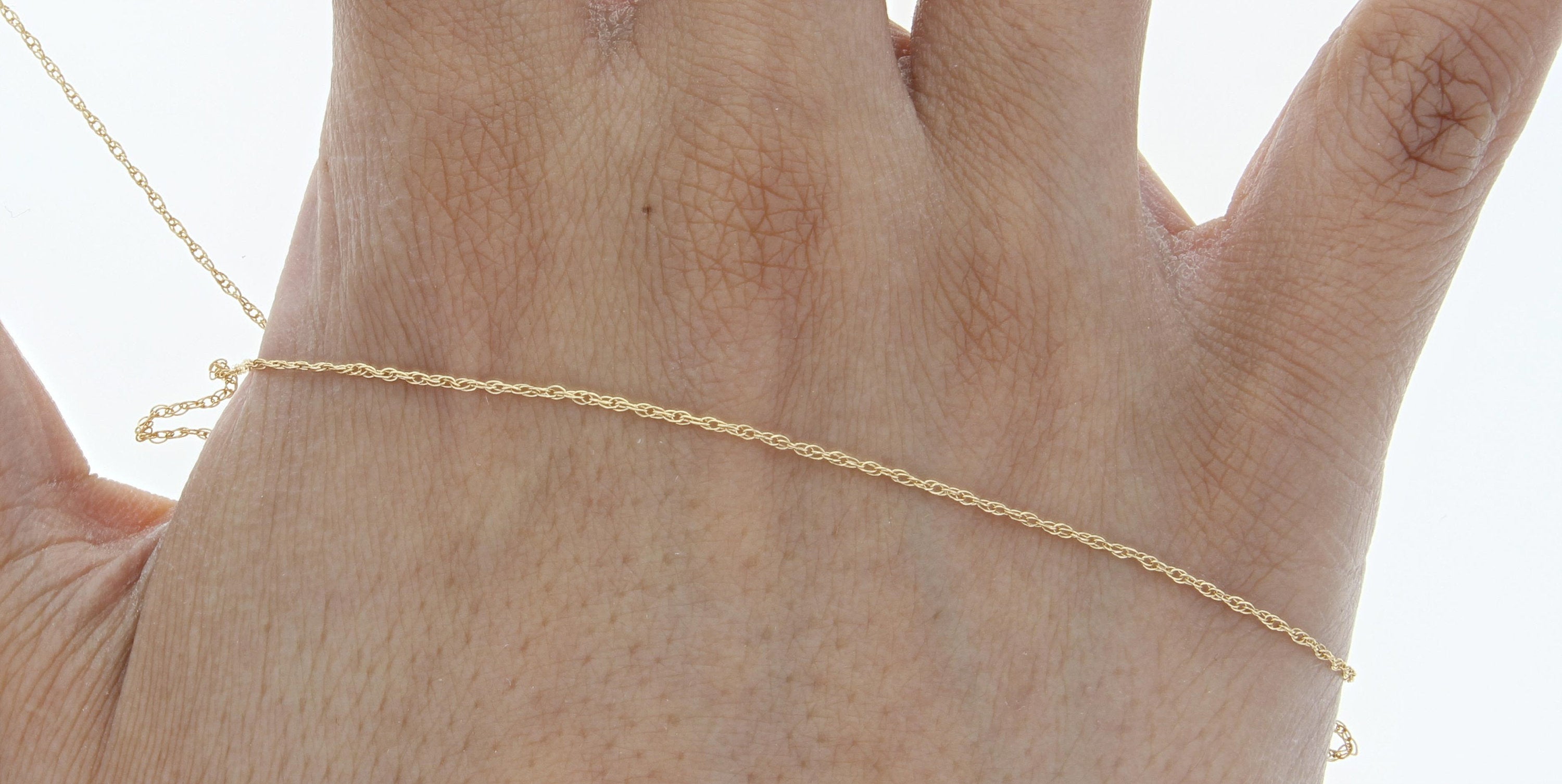 14K Gold Rope Chain Necklace - 1mm Thin Dainty Rope Chain in Yellow or White Gold - Perfect for Layering, Gift Giving & Everyday Wear