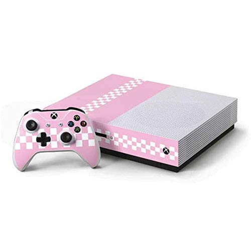 Skinit Decal Gaming Skin for Xbox One S Console & Controller Bundle - Pink Checkerboard Design | Protective Cover for Gaming Accessories | Perfect for Gamers, Collectors & Gift Giving