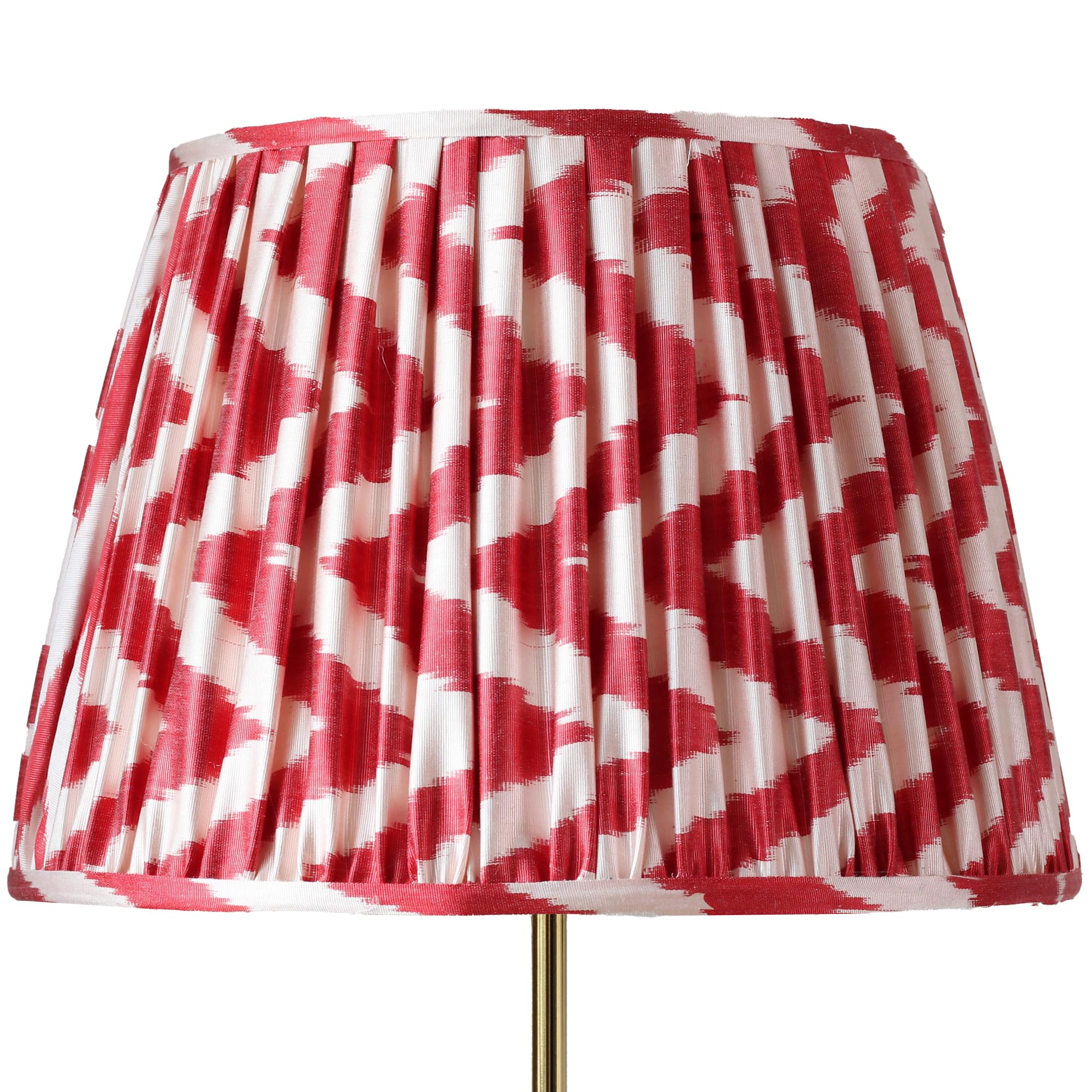 Vibrant Red Ikat Pleated Spider Fitter Lamp Shade - 13.7