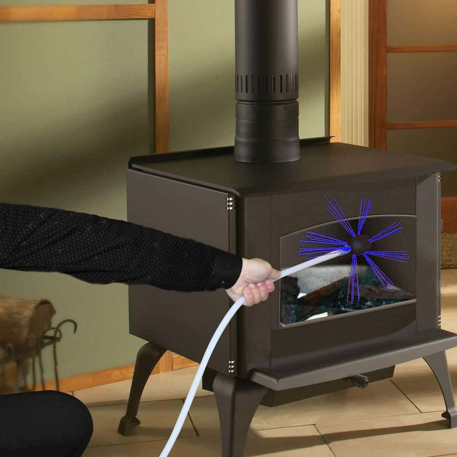 6/8/10/12 FT Flexible Nylon Chimney Cleaning Brush Kit with Extension Rods - Rotating Fireplace Sweep Tool Set for Wood Stove, Pellet Stove & Fireplace Maintenance (Perfect for Homeowners & Professional Chimney Sweeps)