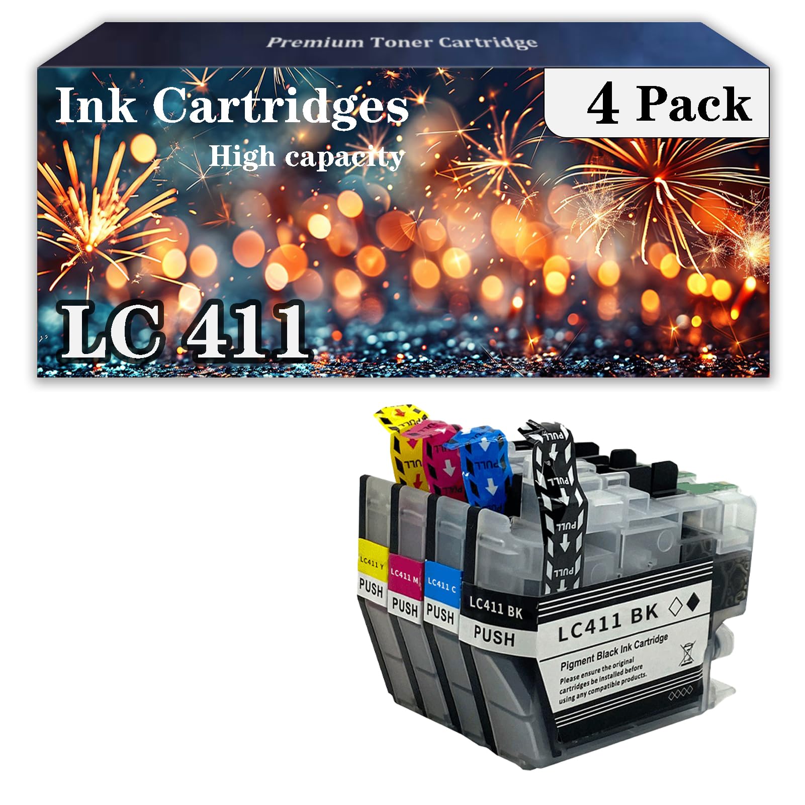 Brother 411XL Ink Cartridge Combo Pack - High Yield for DCP-J526N, MFC-J904N Printers - Home & Office Use