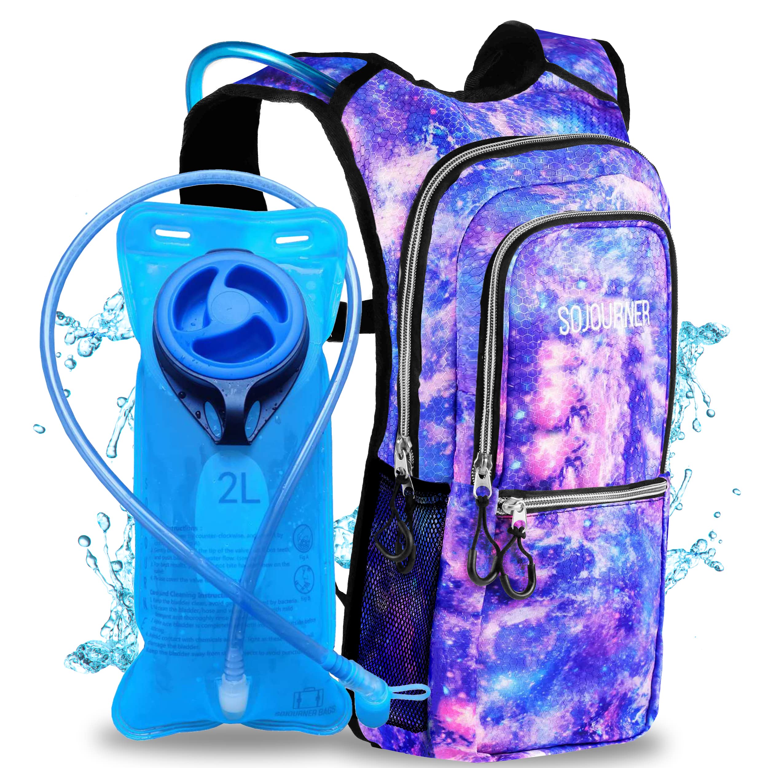Sojourner Hydration Pack - 2L Water Backpack with Hydration Bladder for Hiking, Running, Biking & Festivals | Lightweight Hydration Vest for Outdoor Adventures, Raves & Sports Activities