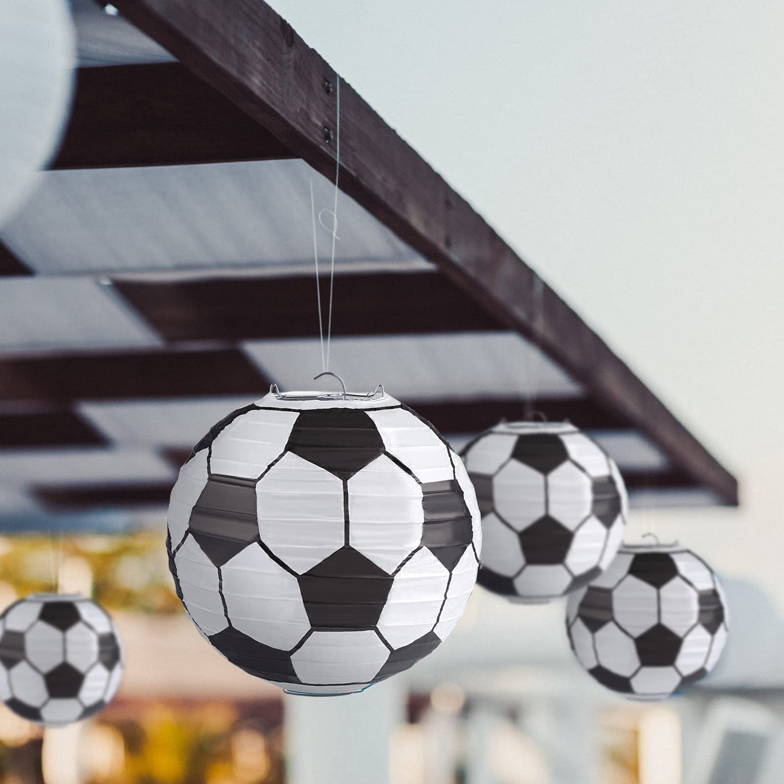 10 Inch Soccer Paper Lanterns - Pack of 5 | Soccer Themed Birthday Party Decorations, Sports Party Supplies & Favors | Perfect for Kids Birthday, Team Celebrations & Game Day Decor