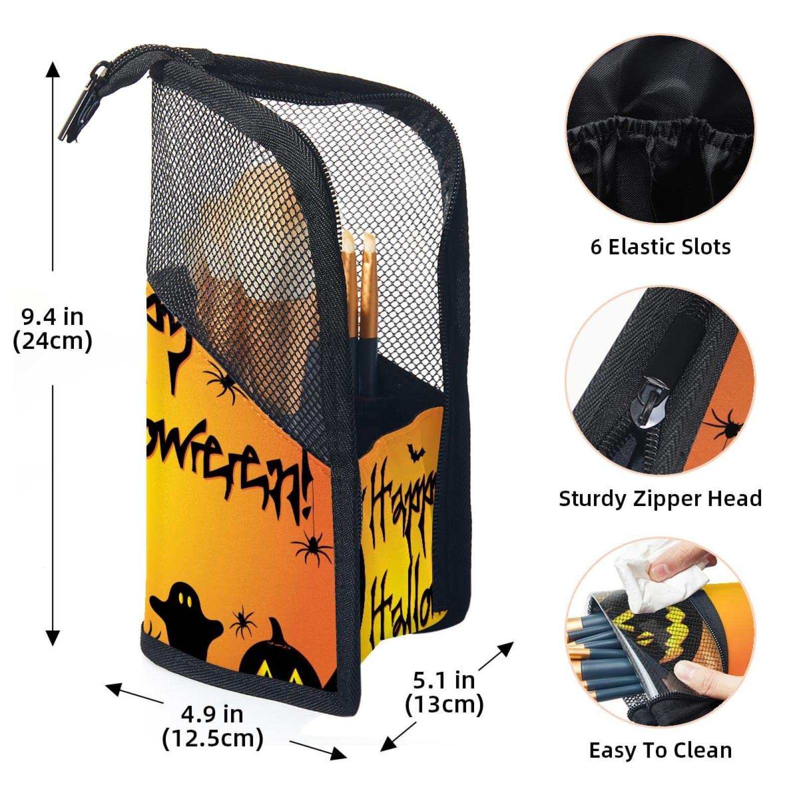 12-Piece Makeup Brush Organizer Bag with Portable Holder Case - Perfect for Halloween Pumpkin Makeup & Travel Storage