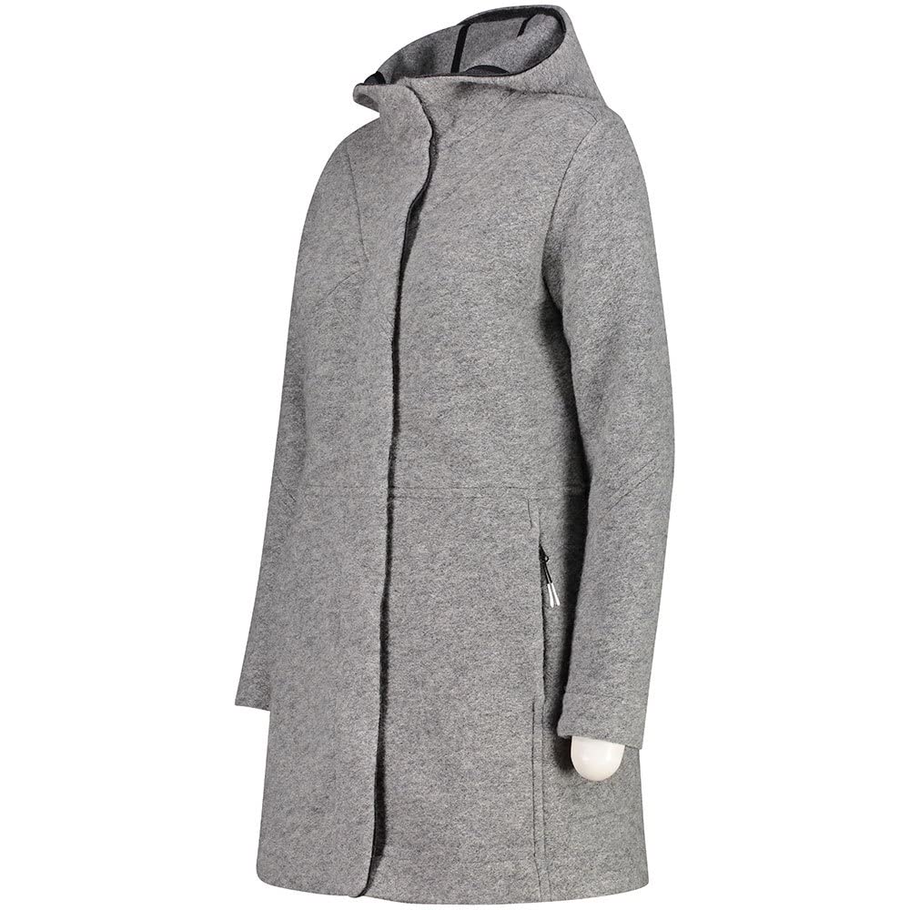 CMP Wooltech Women's Long Winter Coat - Warm Fleece Lined Trench Coat for Cold Weather, Water Resistant Outerwear - Perfect for Work, Travel & Outdoor Activities