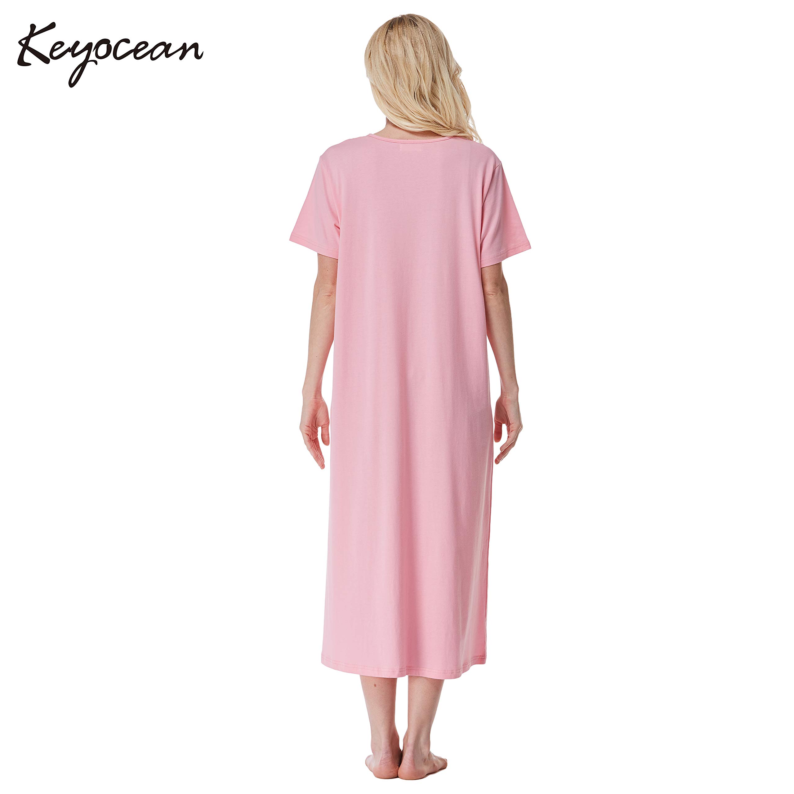 Keyocean Women's 100% Cotton Short Sleeve Nightgown - Soft & Lightweight Sleepwear for Ladies - Perfect for Summer Nights, Lounging & Relaxing at Home