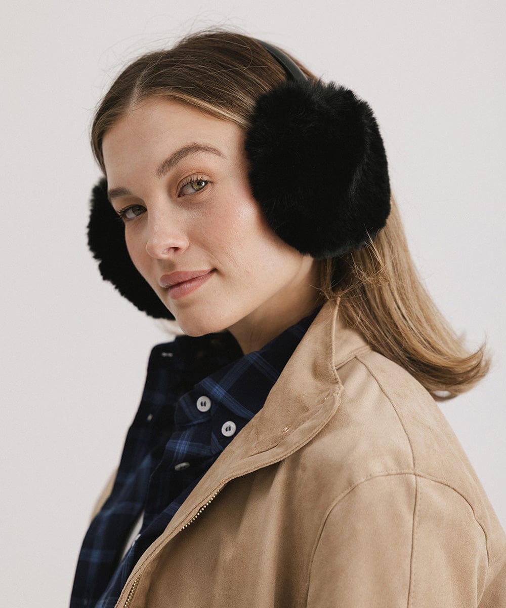 Leena Faux Fur Earmuffs - Winter Warm Ear Muffs for Women & Girls - Soft Plush Fleece Lined - Cold Weather Accessories for Outdoor Activities, Skiing, Snowboarding & Daily Winter Wear
