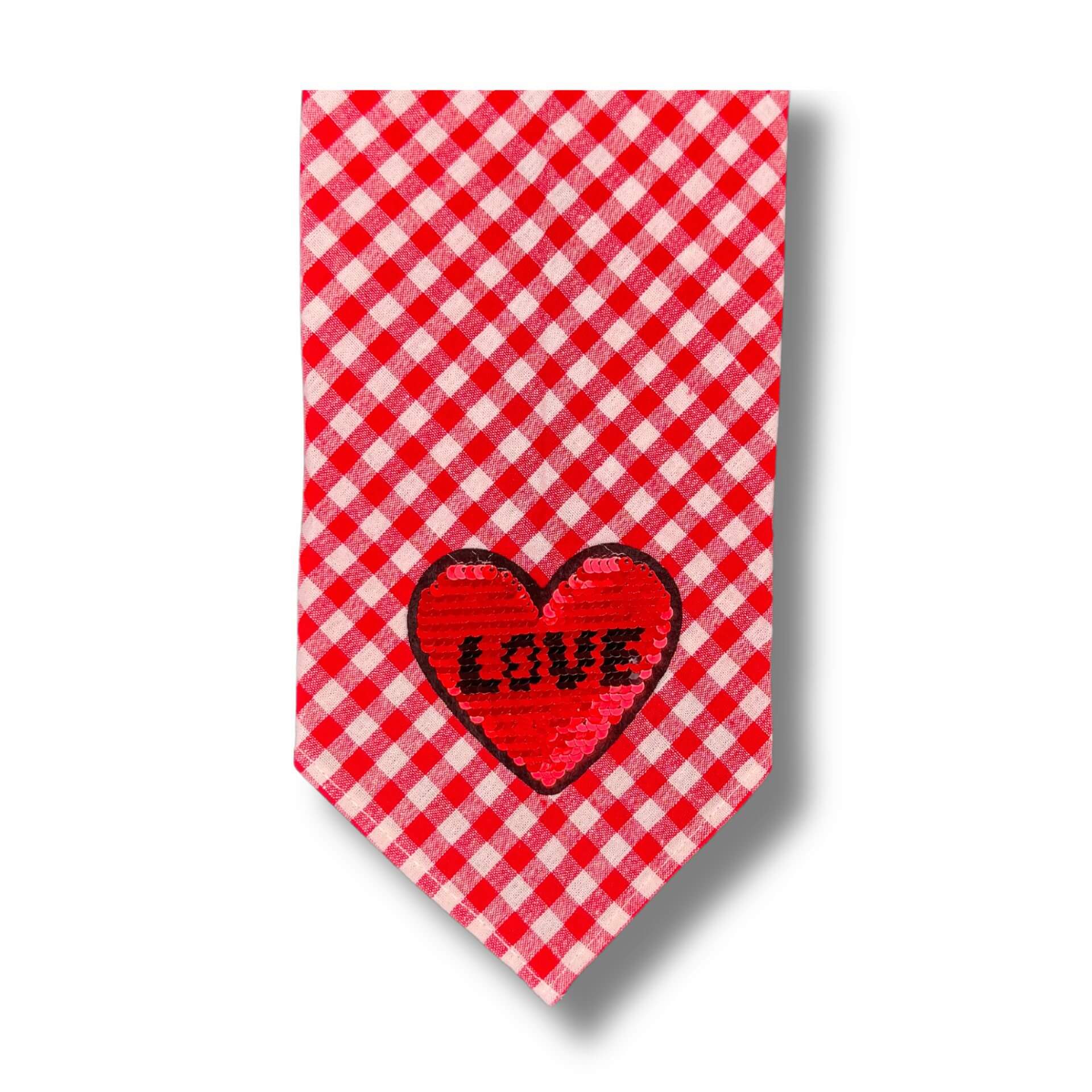 Love Is In The Air Dog Bandana - Red Gingham Pattern Adjustable Necktie for Pets - Perfect for Valentine's Day, Photo Shoots & Outdoor Adventures