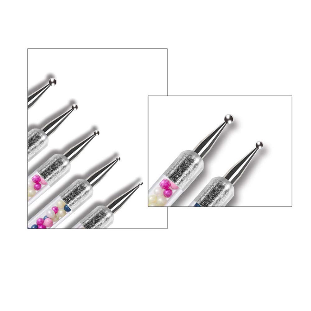 5Pcs Professional Double Head Nail Dotting Pen Set - Nail Art Tools for Natural, False & Acrylic Nails - Perfect for DIY Manicure, Nail Design & Salon Use