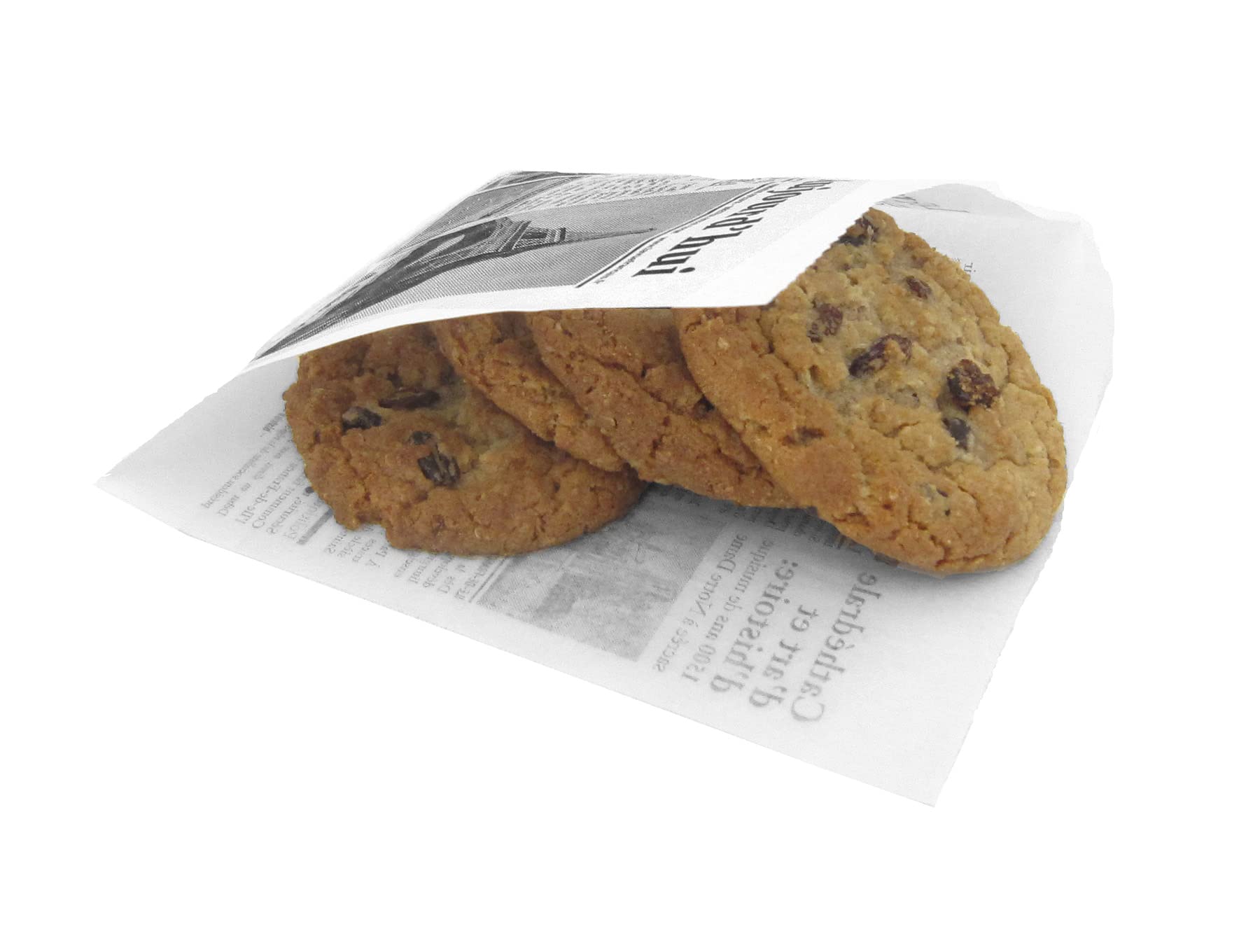 G.E.T. 4-T3050 White Newspaper Print Cone Basket Liners - 2000 Pack Food Safe Deli Wrap Tissue Papers for Bakery, Sandwich & Party Food Display