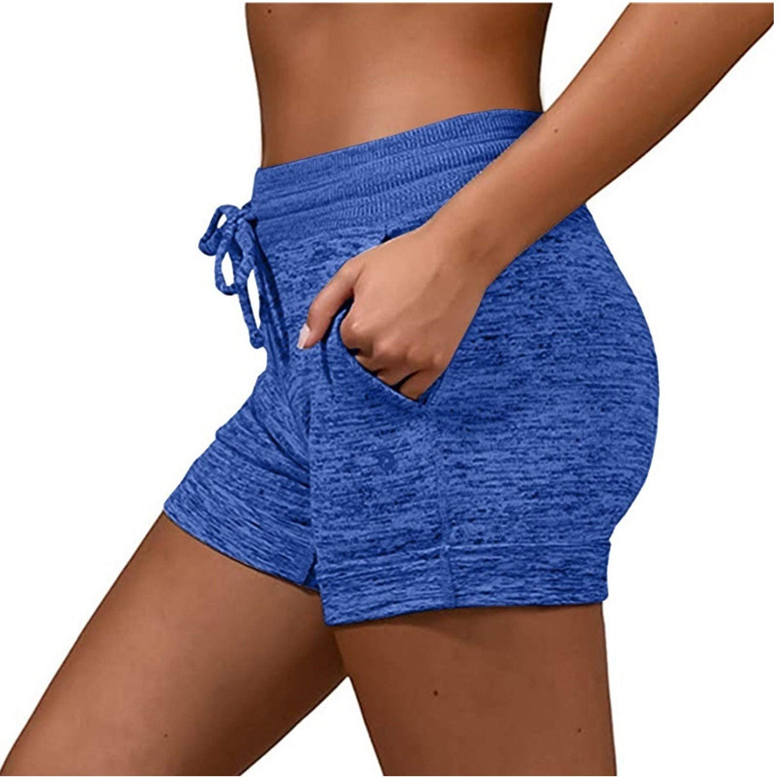 Women's Spandex Shorts with Drawstring & Pockets - Soft Stretchy Yoga Lounge Shorts for Workout, Running, Gym & Casual Wear
