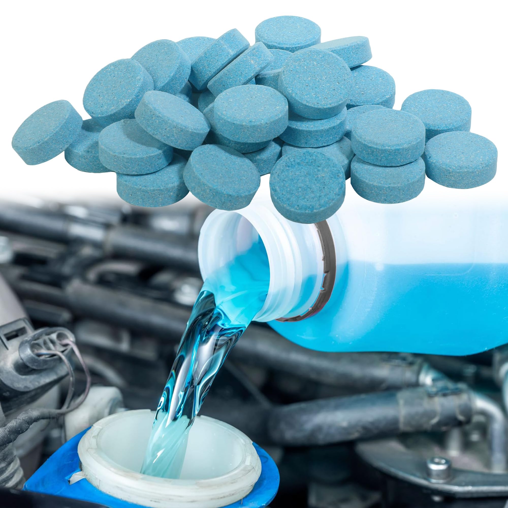 100PCS Windshield Wiper Fluid Tablets - Car Windshield Washer Concentrate for Removing Stains & Dirt | Car Accessories & Maintenance | Perfect for Road Trips, Winter Driving & Daily Cleaning