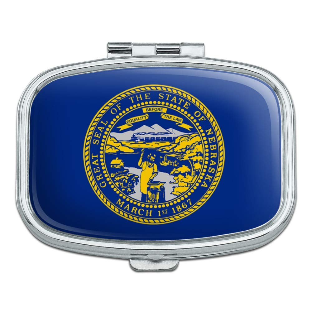 Nebraska State Flag Themed Rectangle Pill Case & Trinket Box - Perfect for Travel, Medication Storage, and Souvenir Gift Giving