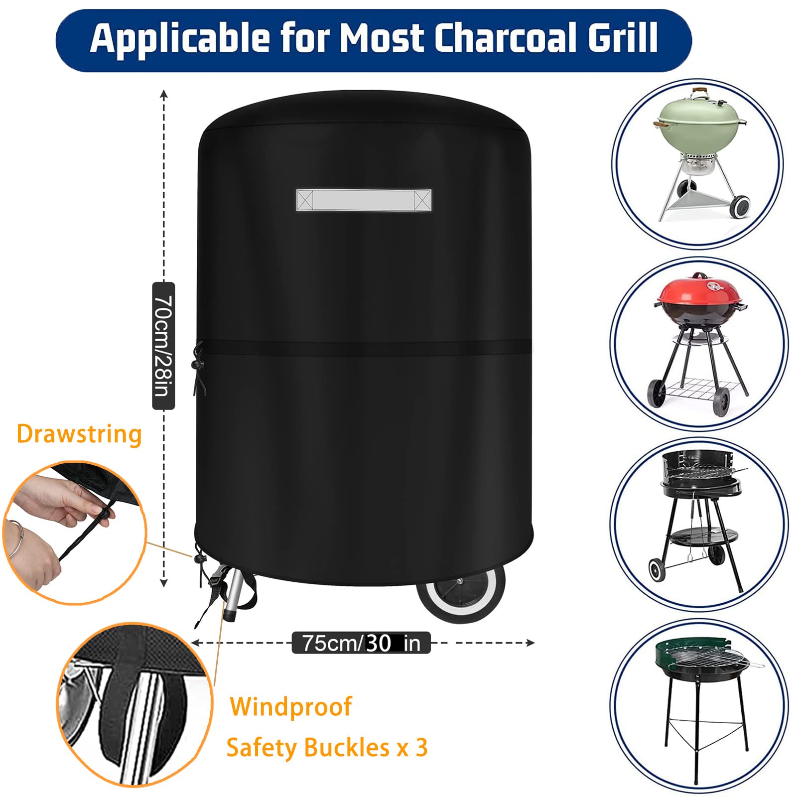 **Heavy Duty Waterproof BBQ Grill Cover for Weber 22 Inch Charcoal Kettle – Outdoor Char-Broil Griddle Accessories with Storage Bag | Perfect for Backyard, Patio & Camping**