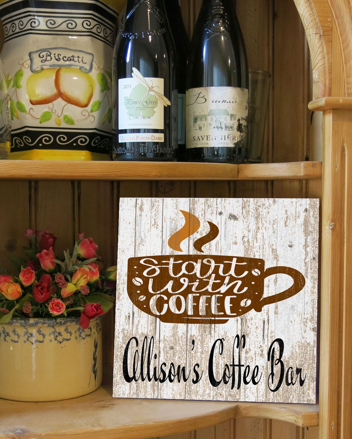 Personalized Wooden Kitchen Sign for Coffee Lovers - Custom Wall Decor for Coffee Bar, Home Office & Housewarming Gift - Perfect for Farmhouse & Rustic Home Decor