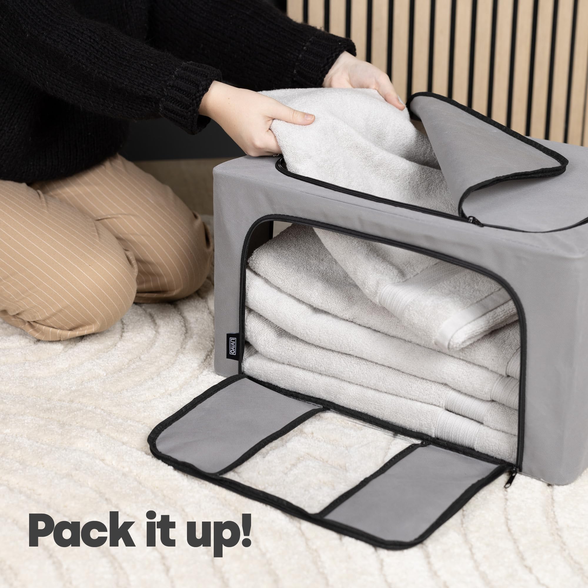 LIVIVO 3-Pack Clear Storage Bags with Double Zipper & See-Through Windows - Space Saving Organizer for Duvets, Blankets, Bedding, Clothes, Towels & Toys - Perfect for Under Bed, Closet & Wardrobe Storage | Home Organization Solution