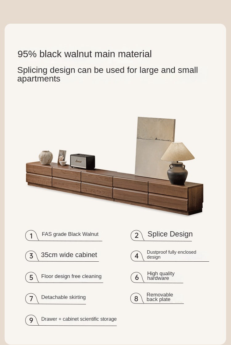 Solid Oak & Black Walnut Wood TV Stand - Rustic Modern Entertainment Center for Living Room, Home Theater & Media Storage