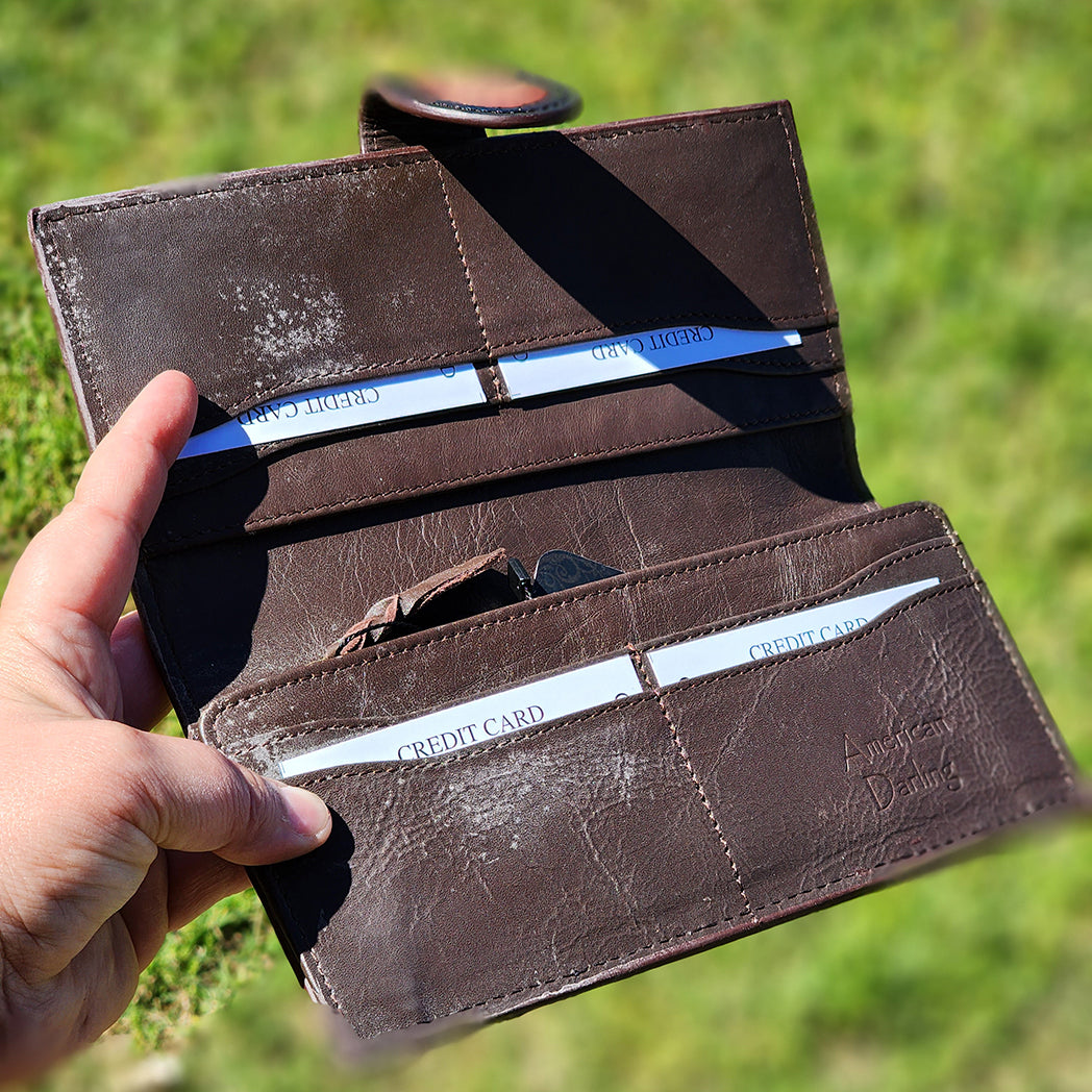 American Darling Black & Red Tooled Leather Wallet for Men & Women | Vintage Style Bifold Wallet | Perfect Gift for Travel, Business & Everyday Use