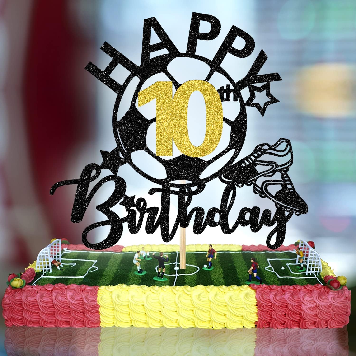 10th Birthday Cake Topper - Soccer Theme Party Decorations for Boys & Girls | Football Player Cake Topper, 10 Years Old Birthday Party Supplies | Perfect for Soccer-Themed Birthday Cakes, Kids Parties & Sports Celebrations