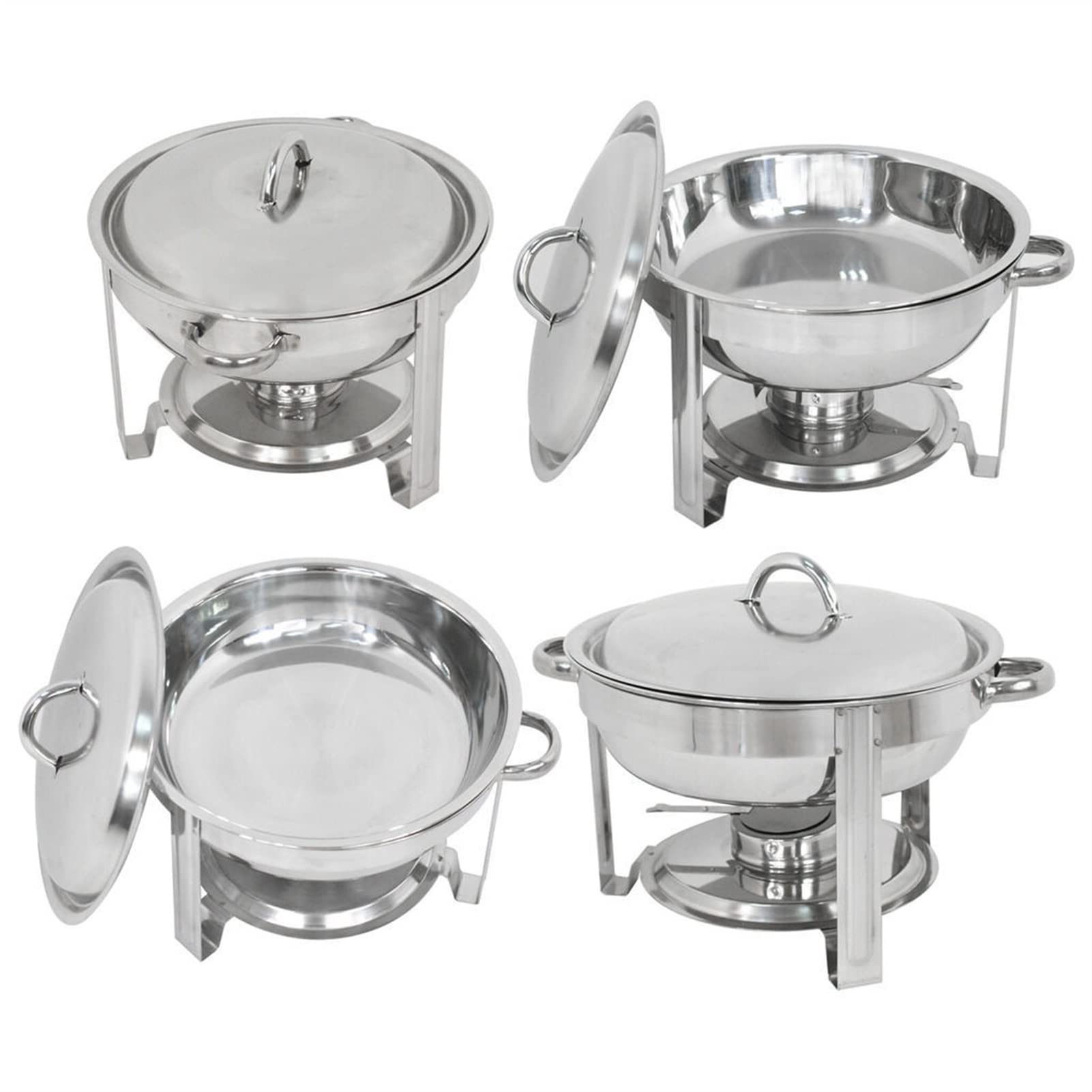ALIDAM 4-Pack Stainless Steel Chafing Dish Buffet Set - 5 Qt Round Catering Chafer with Warming Tray | Perfect for Buffets, Catering Events, Weddings & Party Food Service