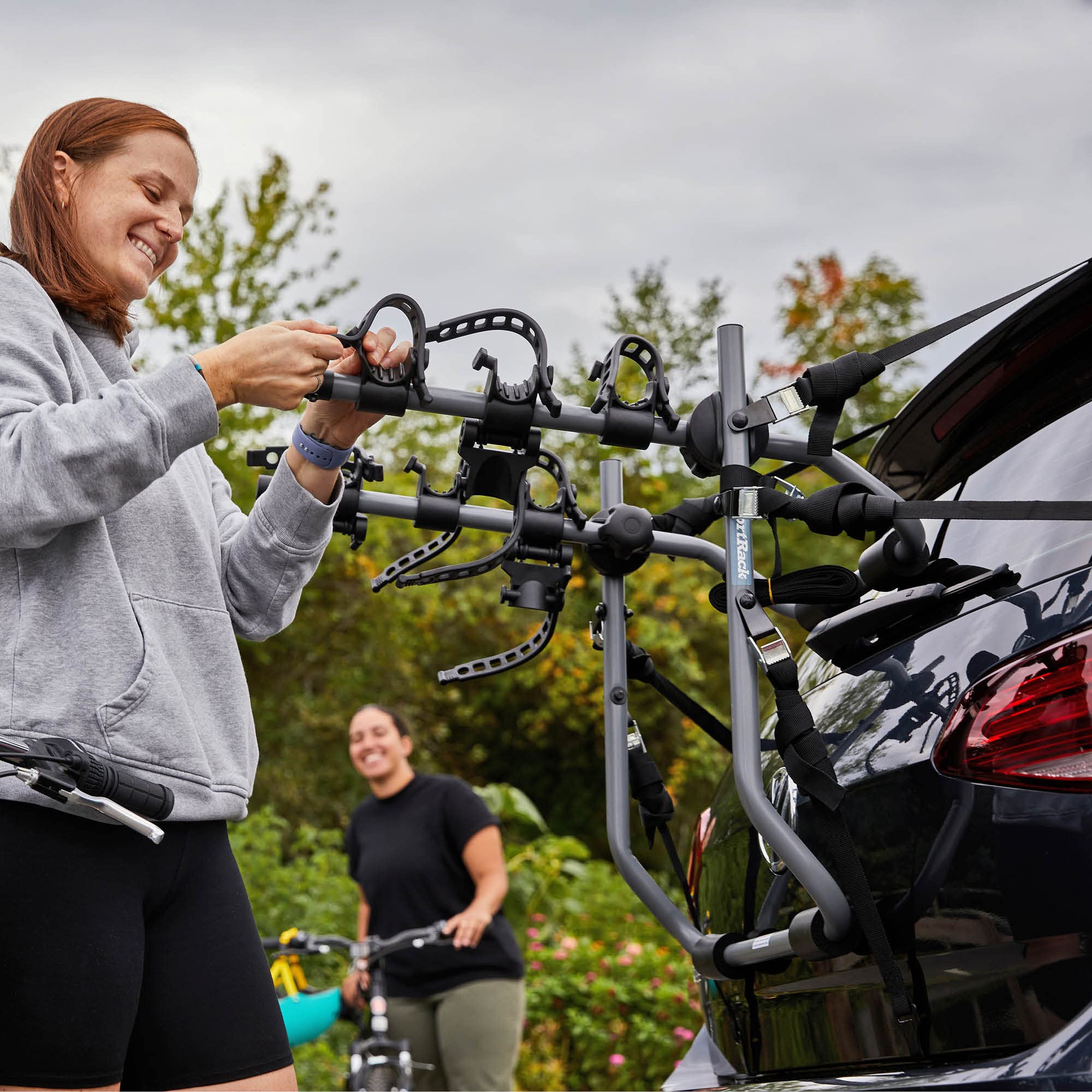 SportRack Pursuit Anti-Sway Trunk Mount Bike Rack - 2-Bike Carrier for Cars & SUVs - Secure Transport for Road Trips & Outdoor Adventures