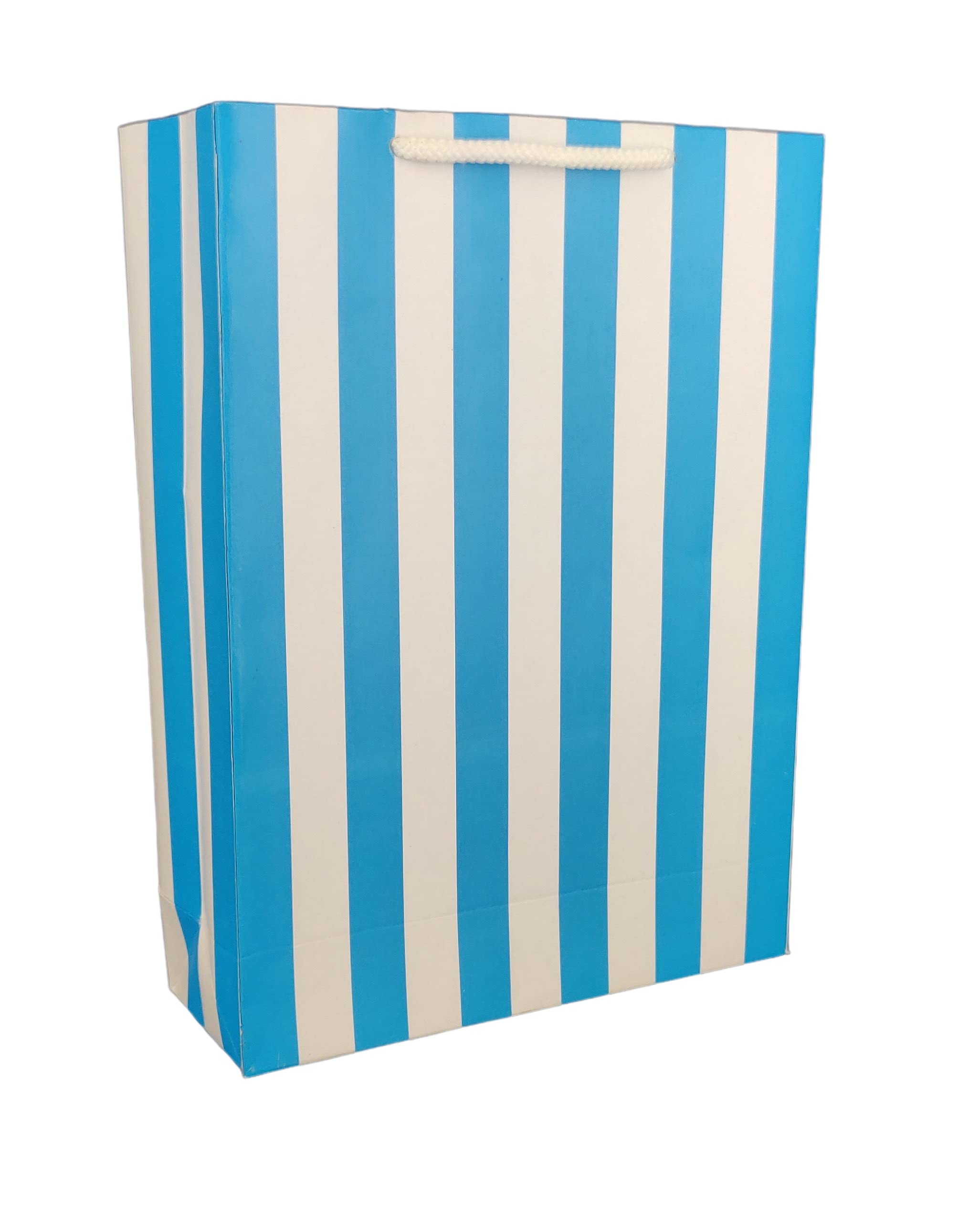 Blue and Red Striped Printed Gift Bags - 11x8x3 Inch Party Favor Bags for Weddings, Birthdays, Baby Showers & Holiday Gifts (Pack of 10) | Perfect for Party Favors, Bridesmaid Gifts & Corporate Events