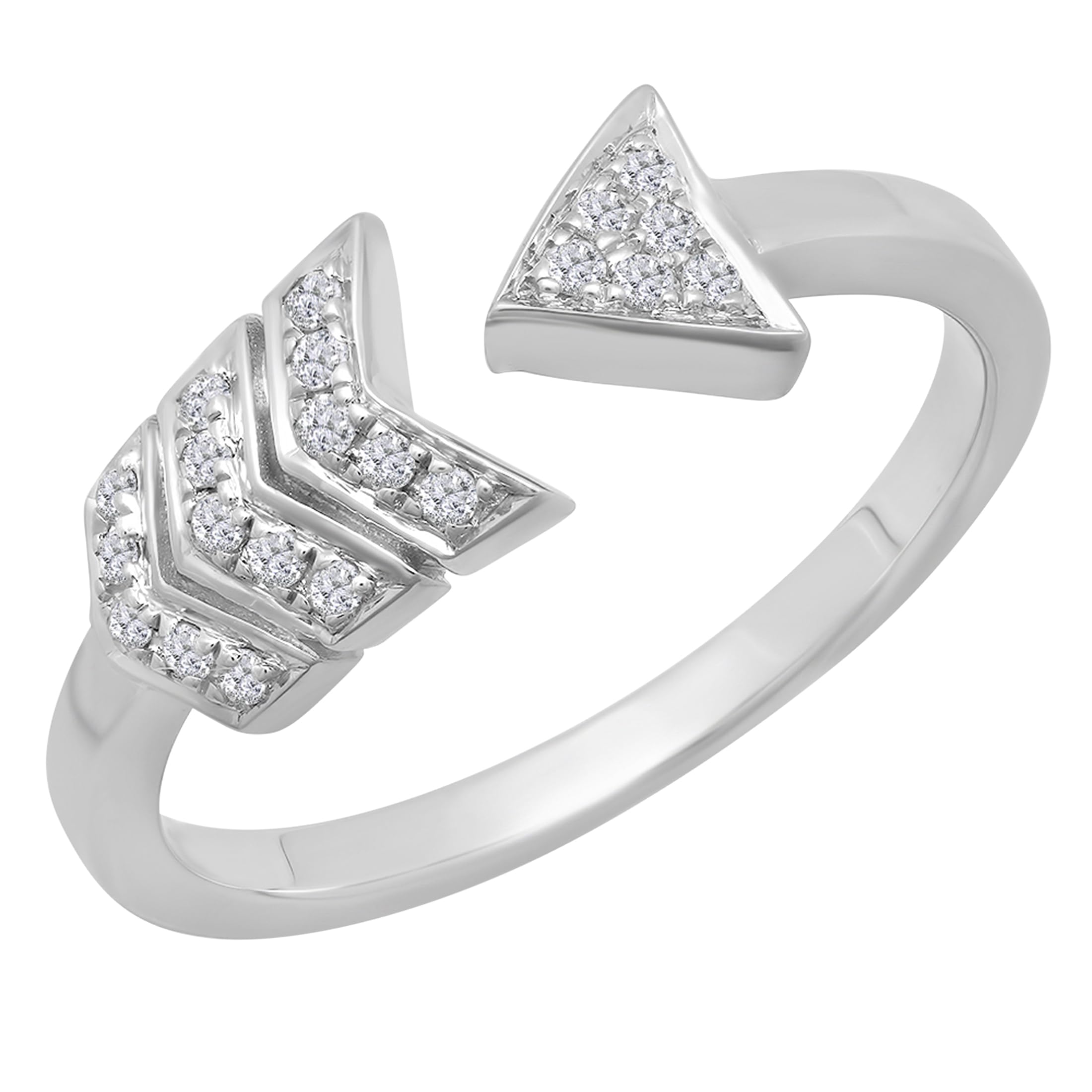 0.15ct Round White Diamond Vintage Arrow Ring for Women - Sterling Silver Bridal & Right Hand Jewelry - Perfect for Engagement, Anniversary & Special Occasions