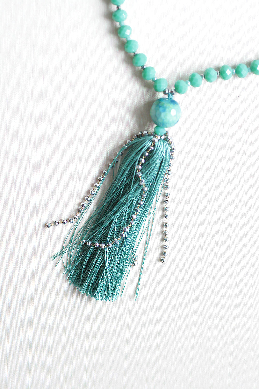 Turquoise Crystal Tassel Necklace for Women - Elegant Bohemian Jewelry for Parties, Weddings & Special Occasions