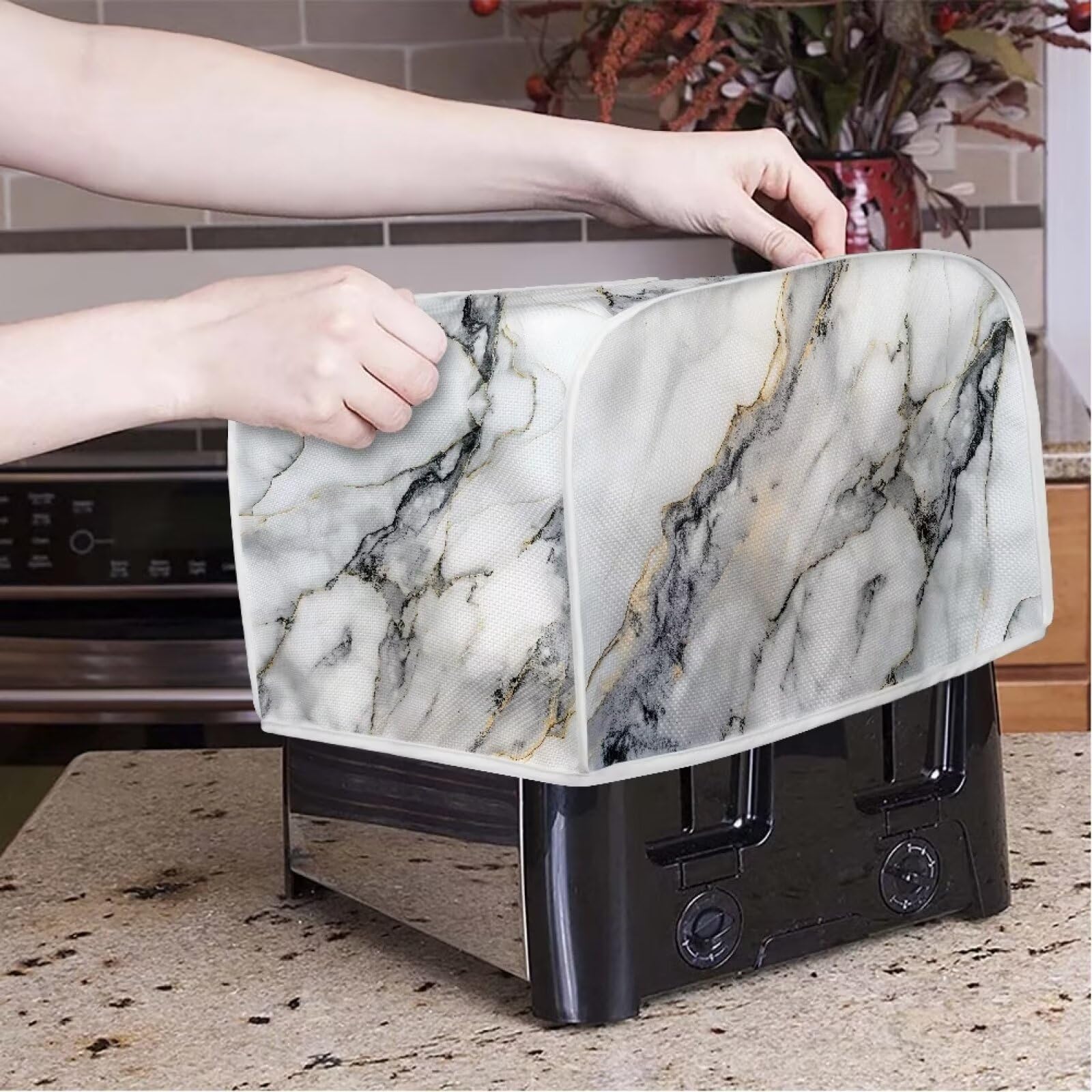 4-Slice Toaster Cover - Dustproof & Fingerprint Protection Kitchen Bakeware Protector - Fits 12.4